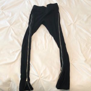 High waisted tights with zipper side